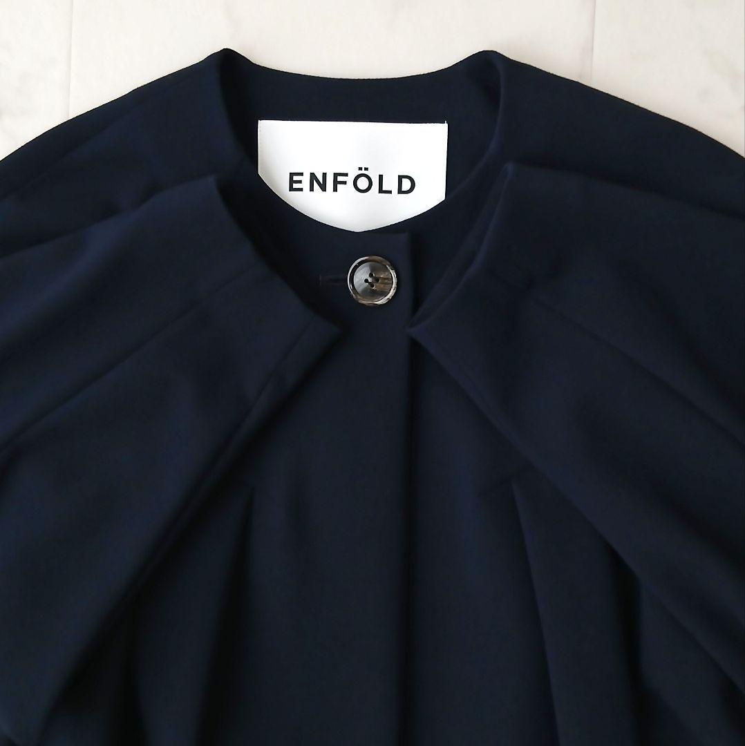 美品 エンフォルド 定価4万2千 タックソリッドジャケット 36 ネイビー 近年