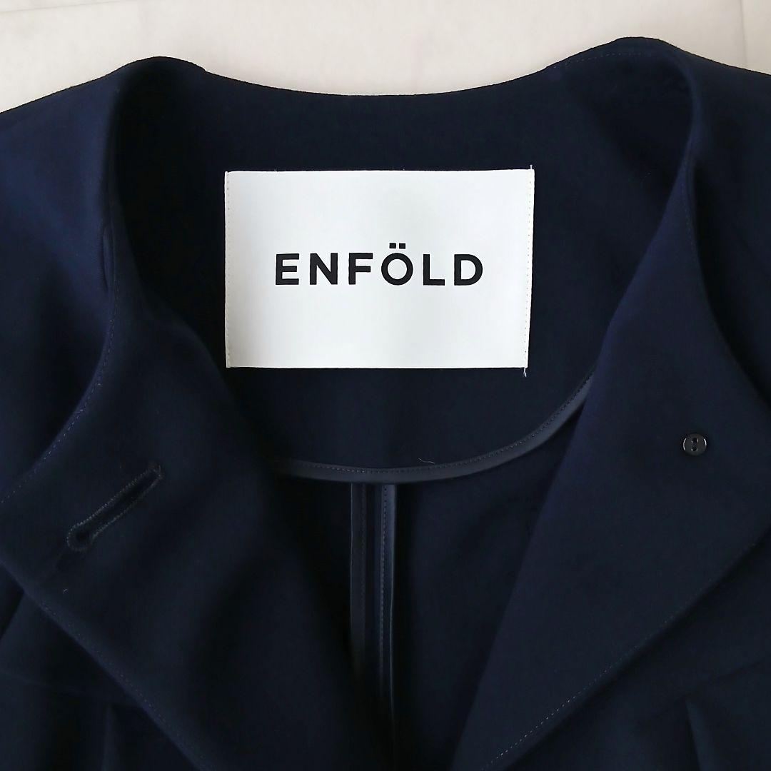 美品 エンフォルド 定価4万2千 タックソリッドジャケット 36 ネイビー 近年