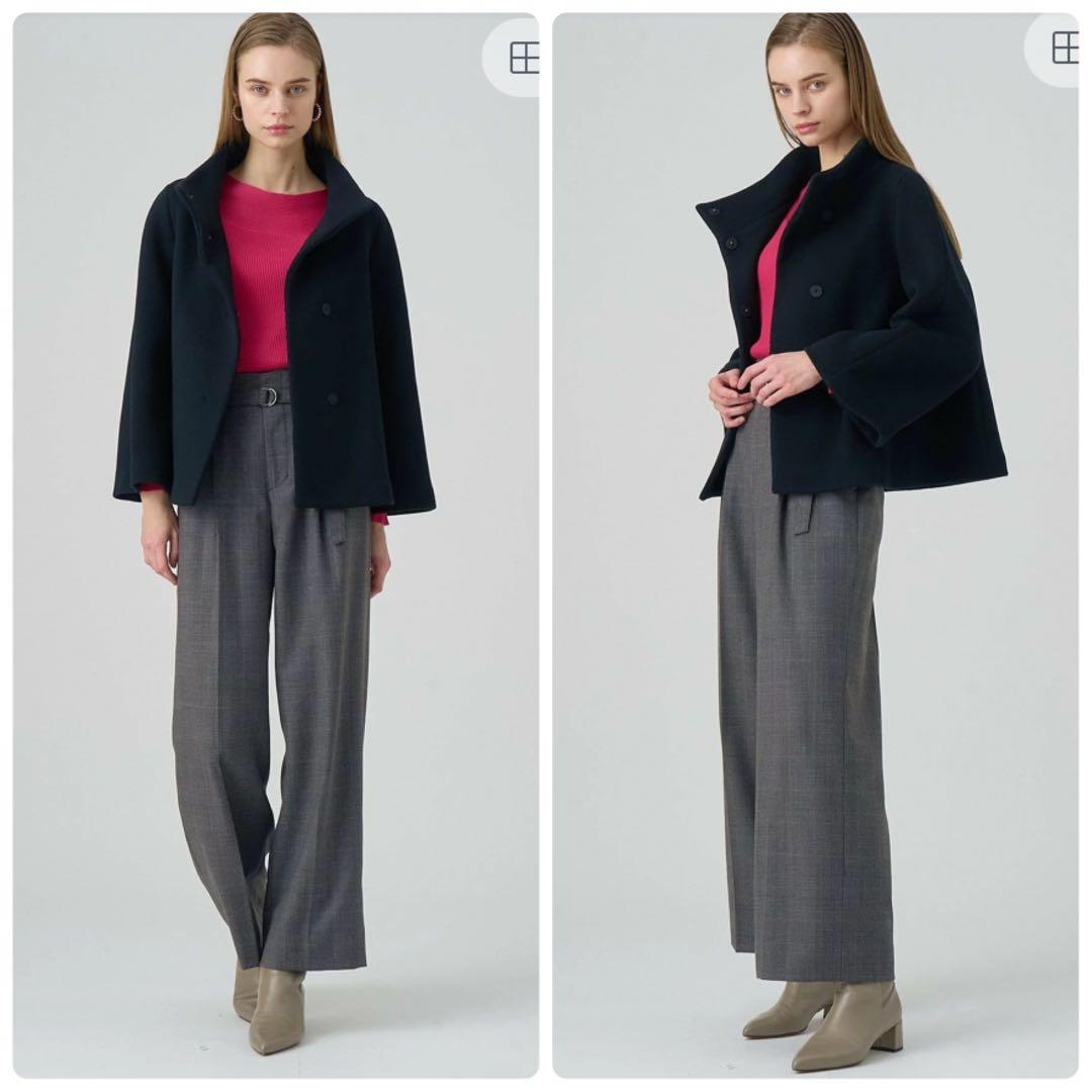 美品✨人気 アナイ ANAYI ウールビーバーショートコート ネイビー