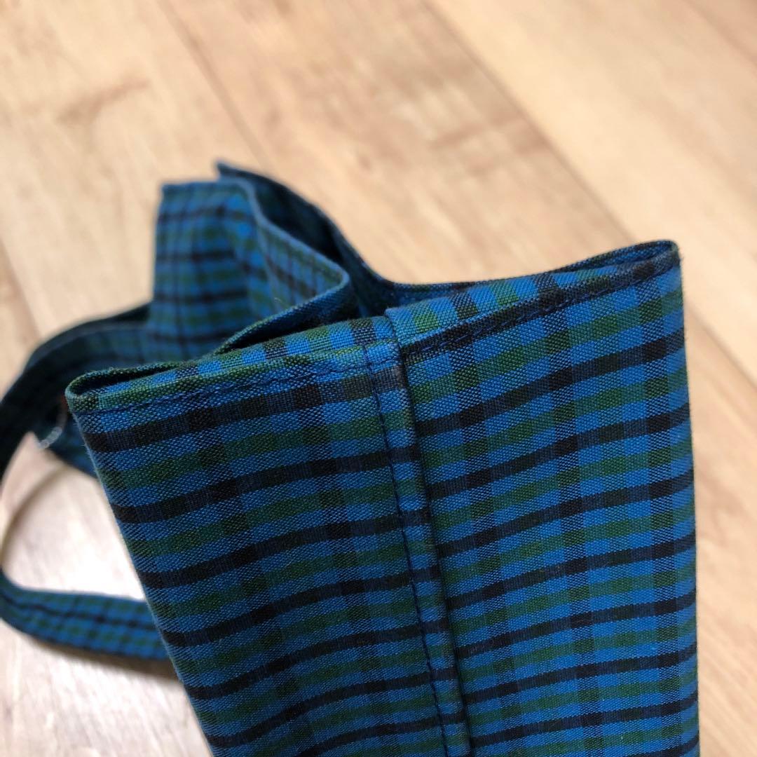 専用　familiar　トートバック　青緑チェック柄　小
