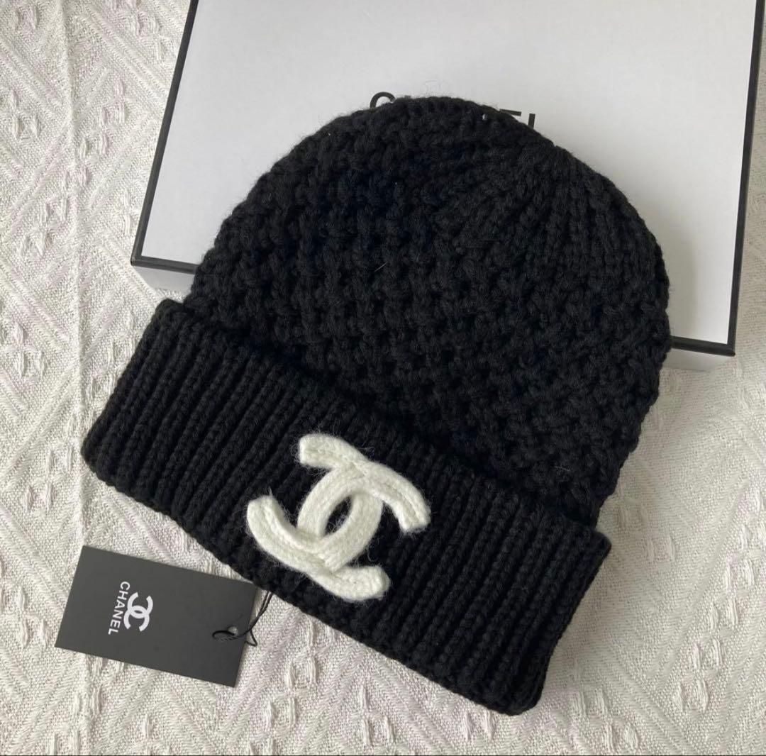 CHANEL ニット帽 ビーニー 編み込み
