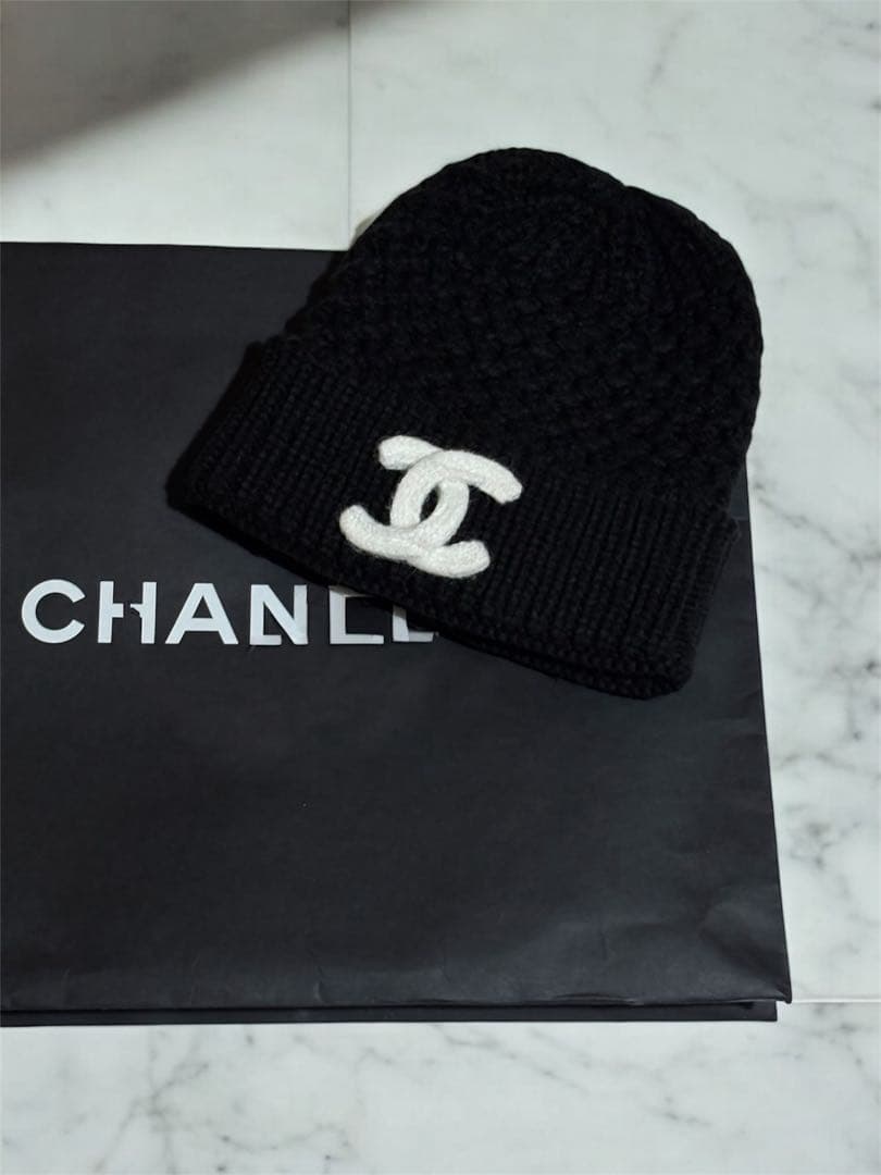CHANEL ニット帽 ビーニー 編み込み