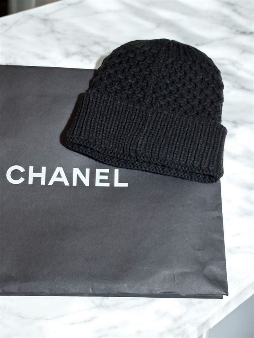 CHANEL ニット帽 ビーニー 編み込み
