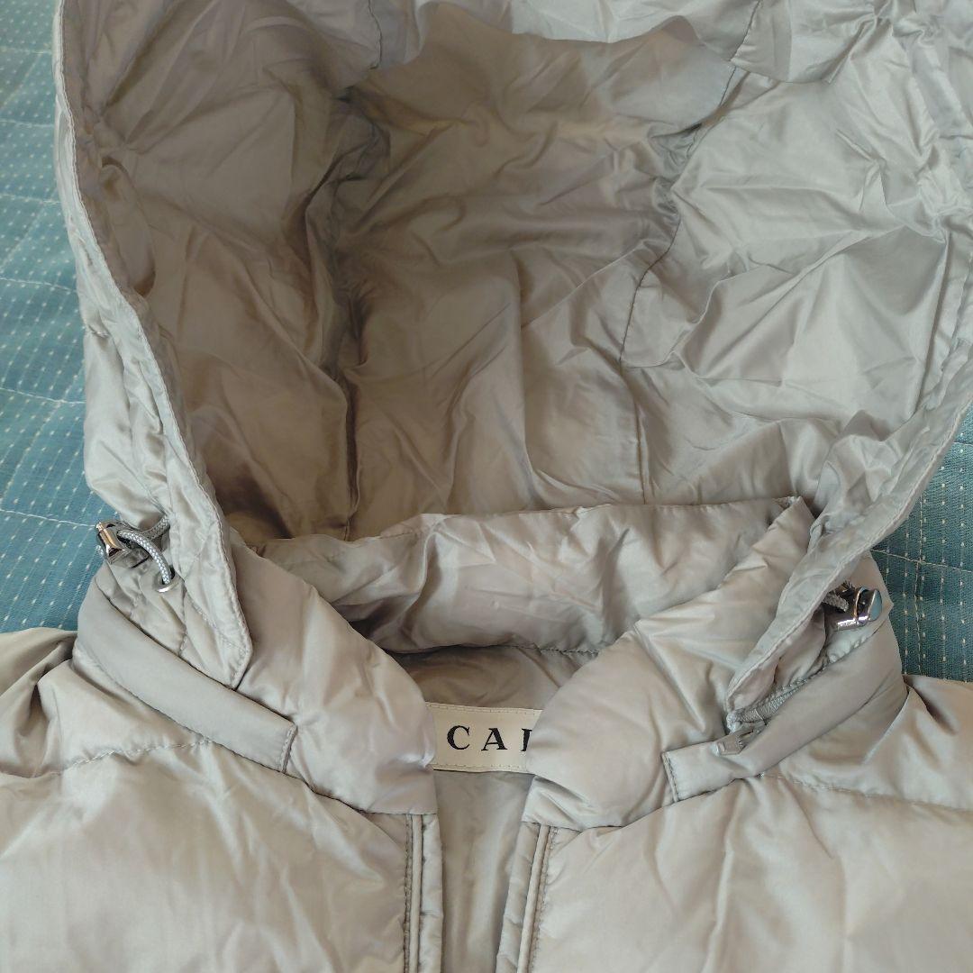 SCAPA フード付きグレーキルティングダウンベスト