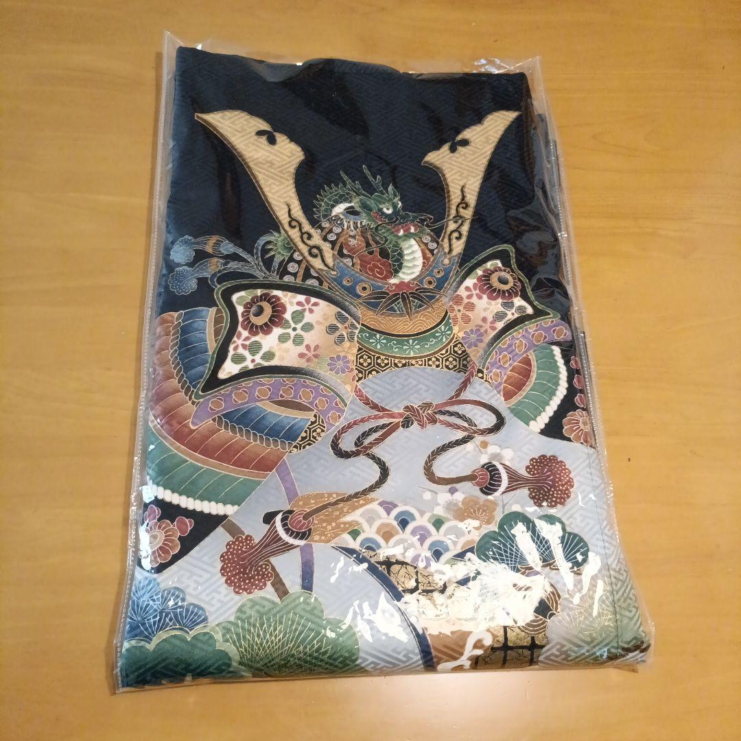 い*す様 【美品】男の子 お宮参り着物 紺色 正絹100% 産着長襦袢付き