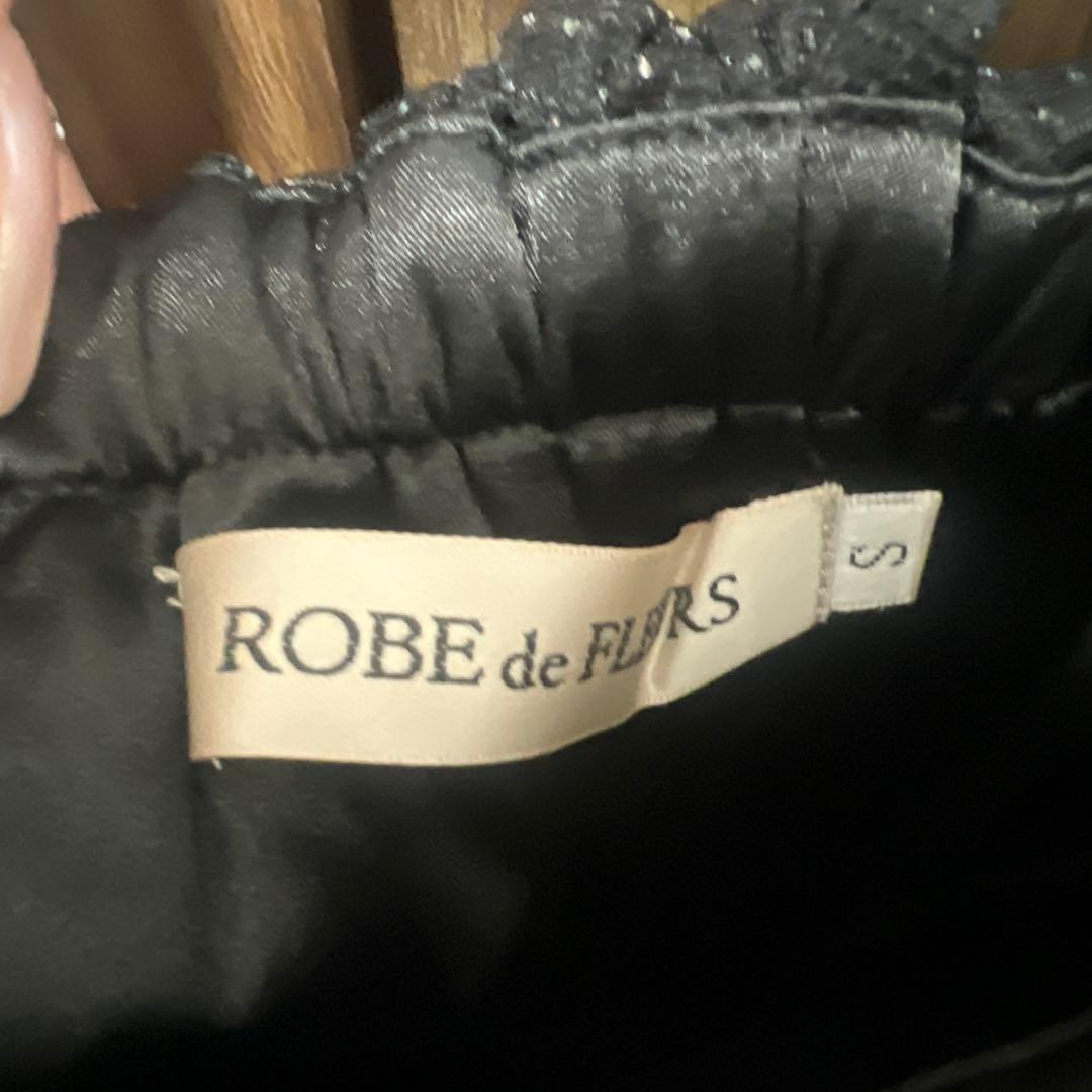 ROBE de FLEURS ブラックオフショルダードレス S