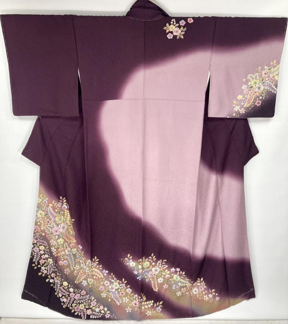 未使用 辻が花 絞り 訪問着 辻ヶ花 袷 紫 ピンク パステル 淡紅藤 1368