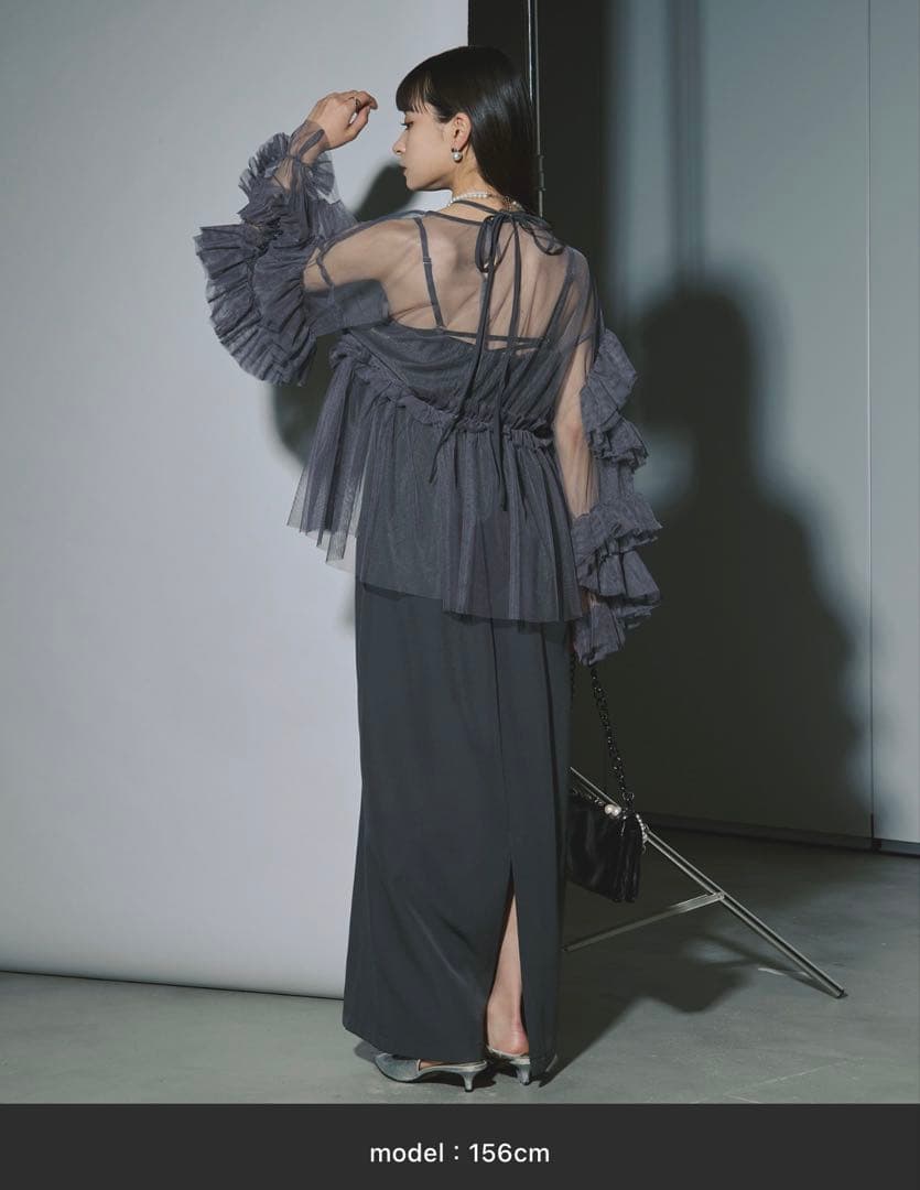 Ezick エレガント ボリュームスリーブ セットドレス