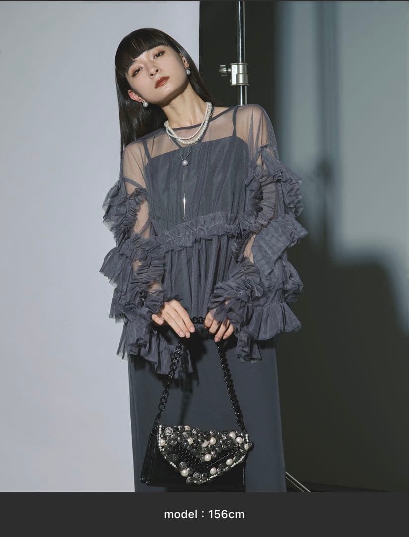 Ezick エレガント ボリュームスリーブ セットドレス