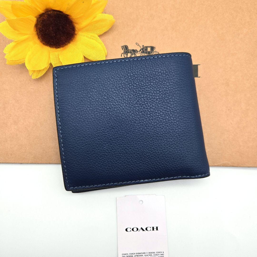 COACH 折り財布 新品 ブルー 新作 お札入れ 小銭入れ