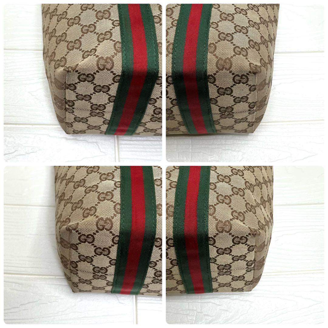 ✨美品✨☘️GUCCI☘️✨トートバッグ✨GG柄✨キャンバスレザー✨シェリー✨