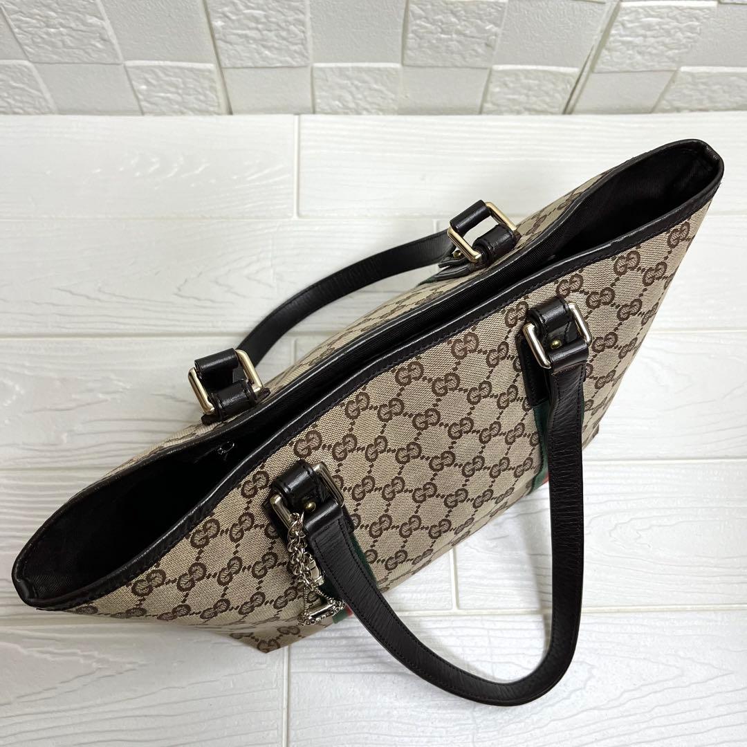 ✨美品✨☘️GUCCI☘️✨トートバッグ✨GG柄✨キャンバスレザー✨シェリー✨
