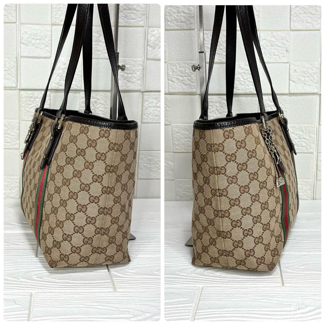 ✨美品✨☘️GUCCI☘️✨トートバッグ✨GG柄✨キャンバスレザー✨シェリー✨