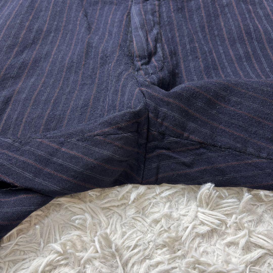 コムデギャルソンオム スラックス 縮絨ウール ストライプ ネイビー