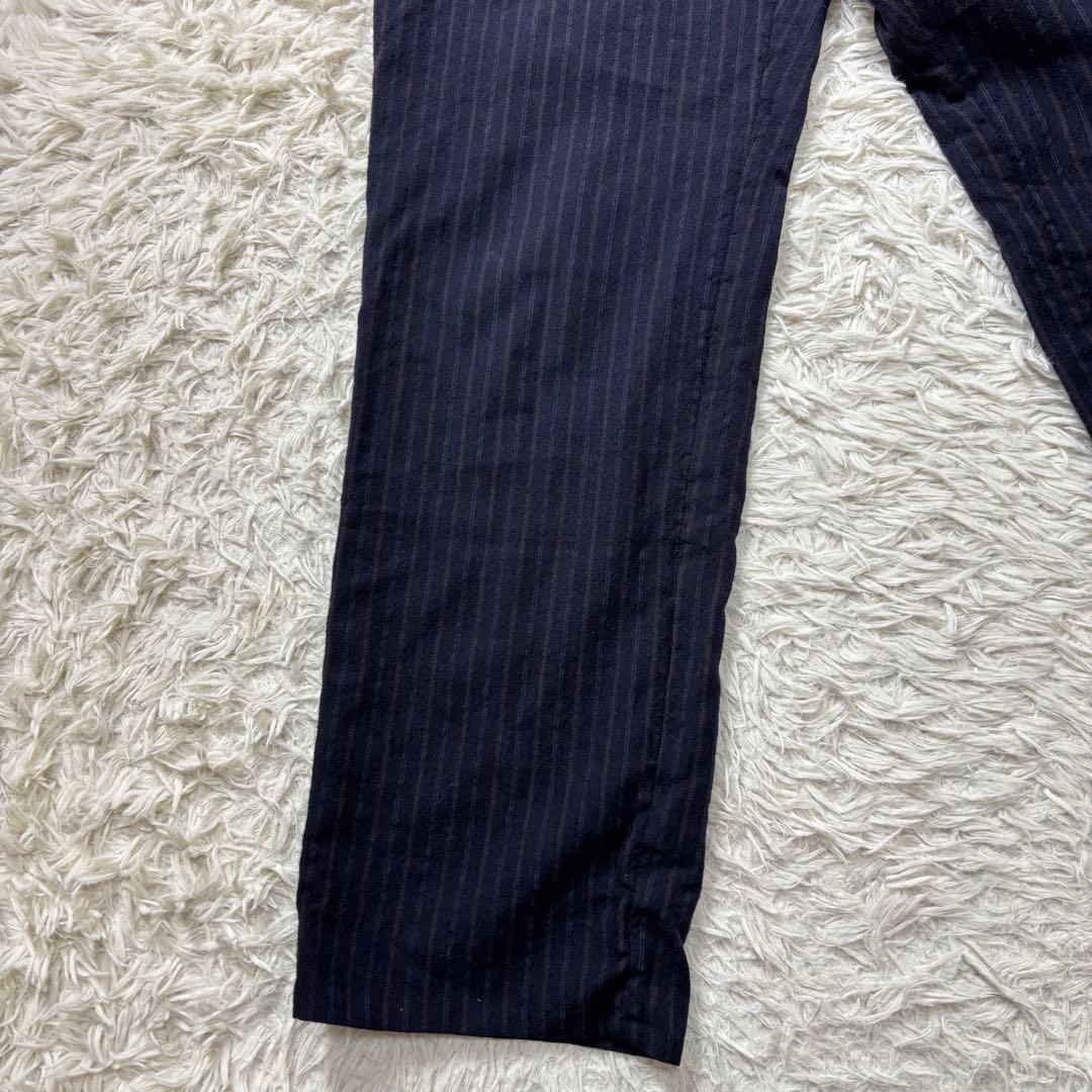 コムデギャルソンオム スラックス 縮絨ウール ストライプ ネイビー