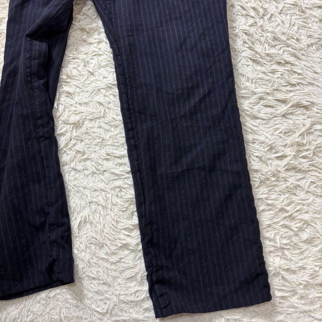 コムデギャルソンオム スラックス 縮絨ウール ストライプ ネイビー