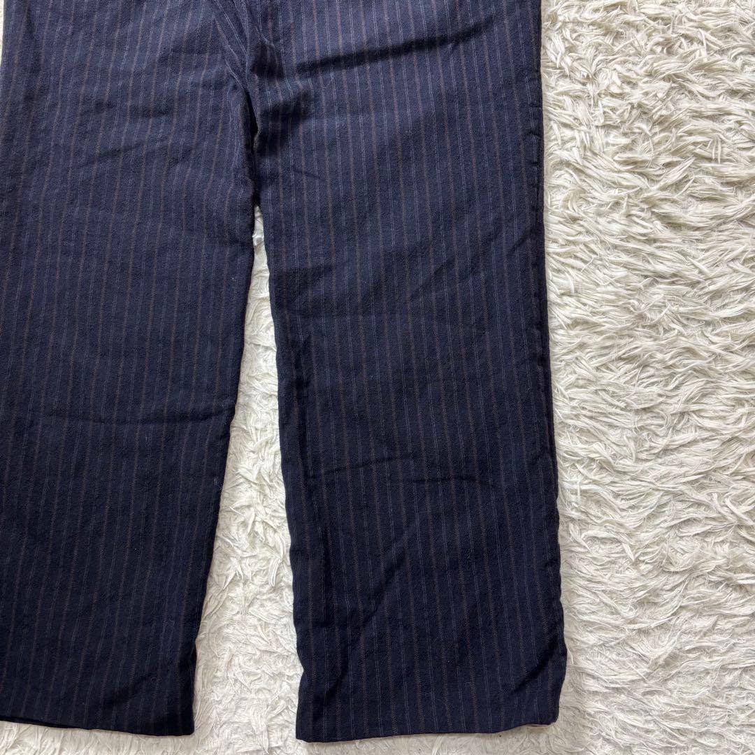 コムデギャルソンオム スラックス 縮絨ウール ストライプ ネイビー