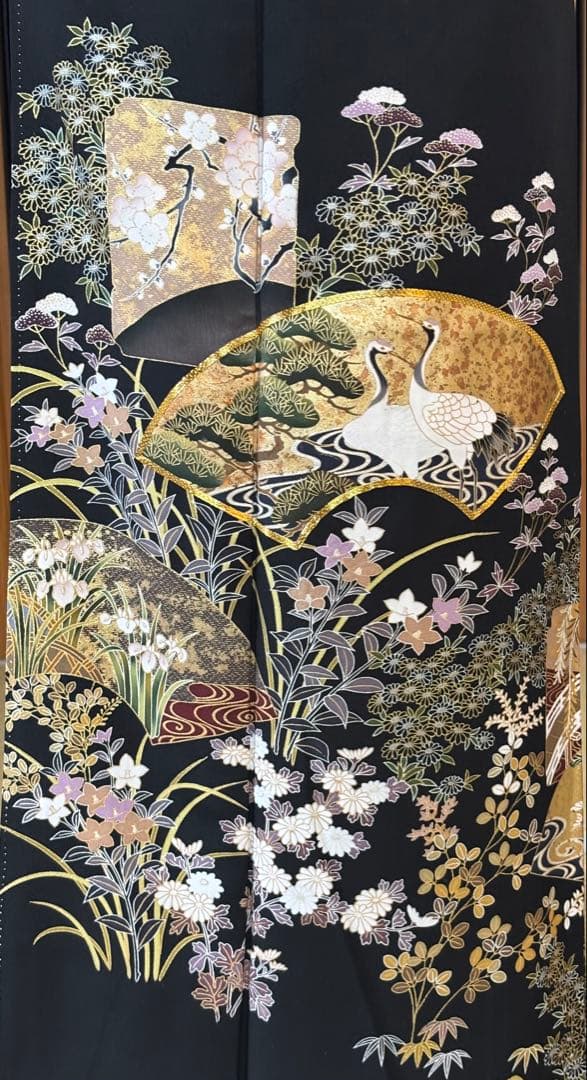 正絹豪華黒留袖6点フルセット 黒留袖　袋帯　帯締め帯揚げ　長襦袢　 末広