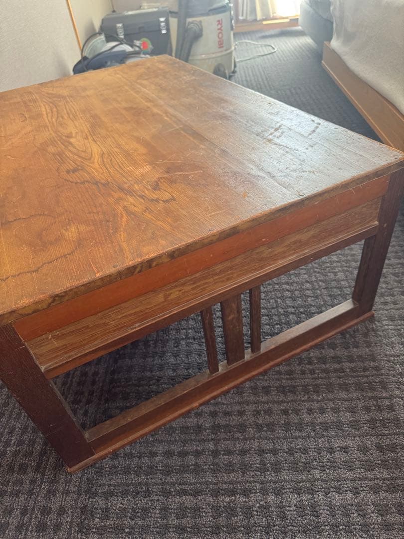 昭和レトロ 古家具 木製文机 5杯引き出し付き座卓 書斎机 ビンテージ 古民家