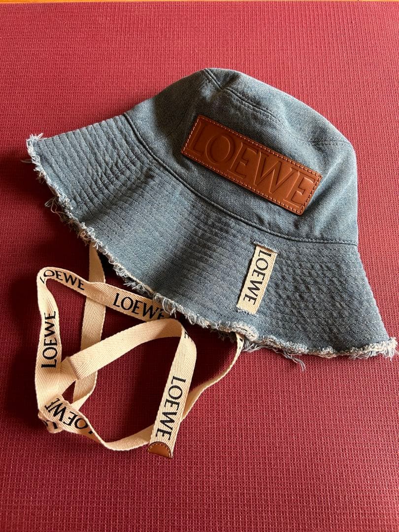 美品　LOEWE　ロエベ　フレイド フィッシャーマン ハット　デニム＆カーフ