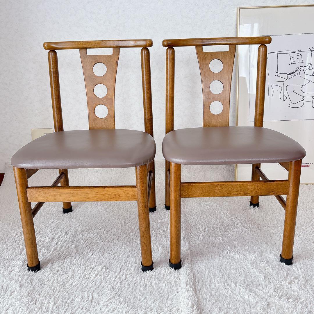 eri様リクエスト品】ハイバック レザー ダイニング チェア ビンテージ 2脚セ