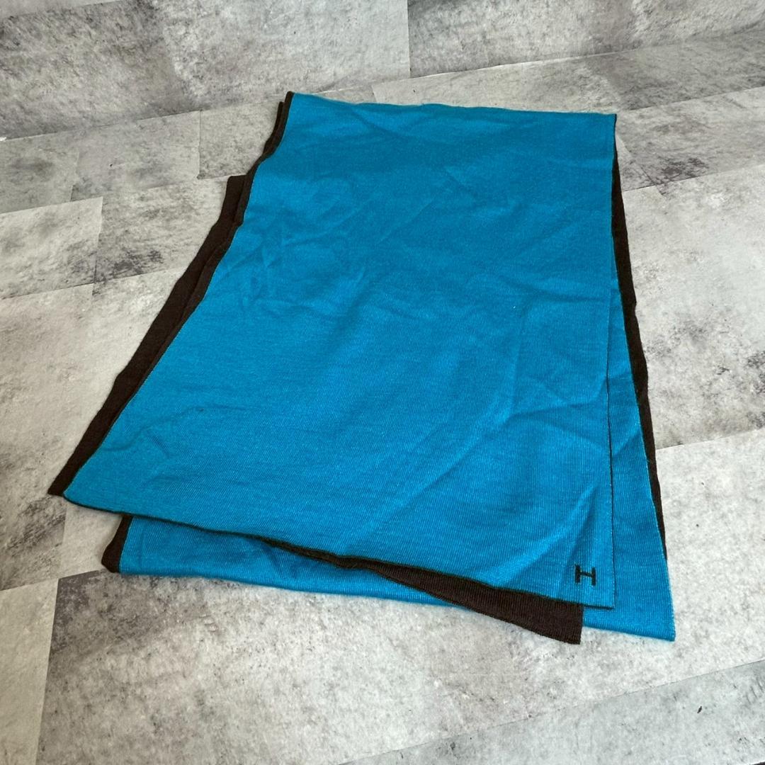 HERMES マフラー　リバーシブル　Hロゴ DMG51