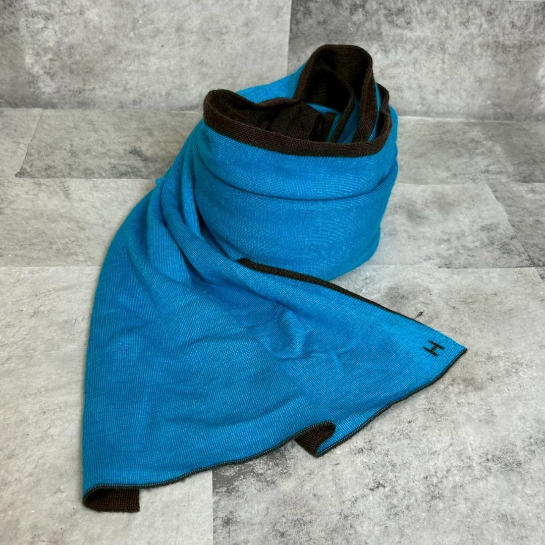 HERMES マフラー　リバーシブル　Hロゴ DMG51