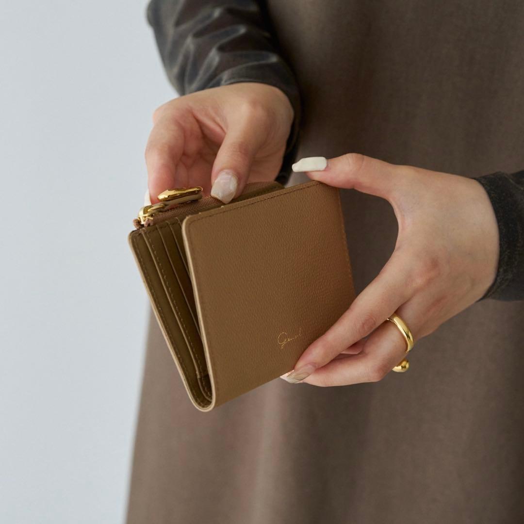 【箱付き美品】 gemeil 本革 ミニマルウォレット 二つ折り財布 モカ