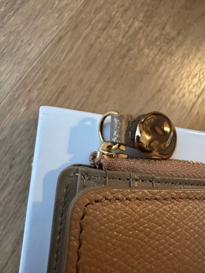 【箱付き美品】 gemeil 本革 ミニマルウォレット 二つ折り財布 モカ