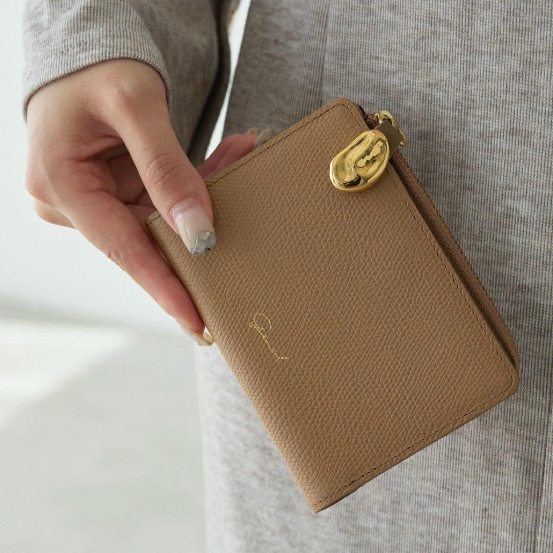 【箱付き美品】 gemeil 本革 ミニマルウォレット 二つ折り財布 モカ