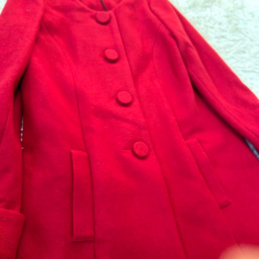 【未使用タグ付】JUSGLITTY ラビットファーストール付ノーカラーコート S