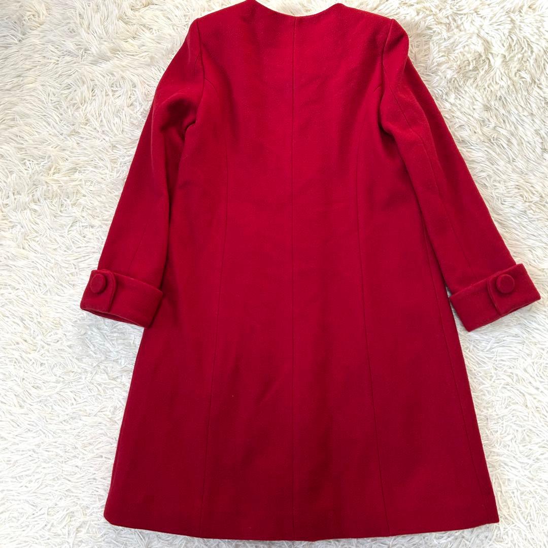 【未使用タグ付】JUSGLITTY ラビットファーストール付ノーカラーコート S