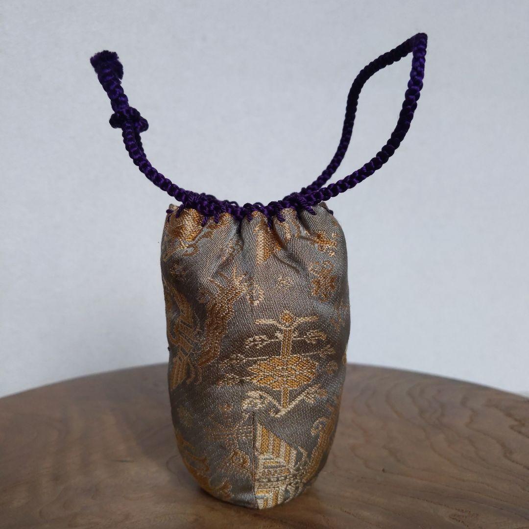 茶入　肩衝茶入　高取焼　高取喜恵　作　仕履付　有栖川紋　大火登金襴　【匿名配送】