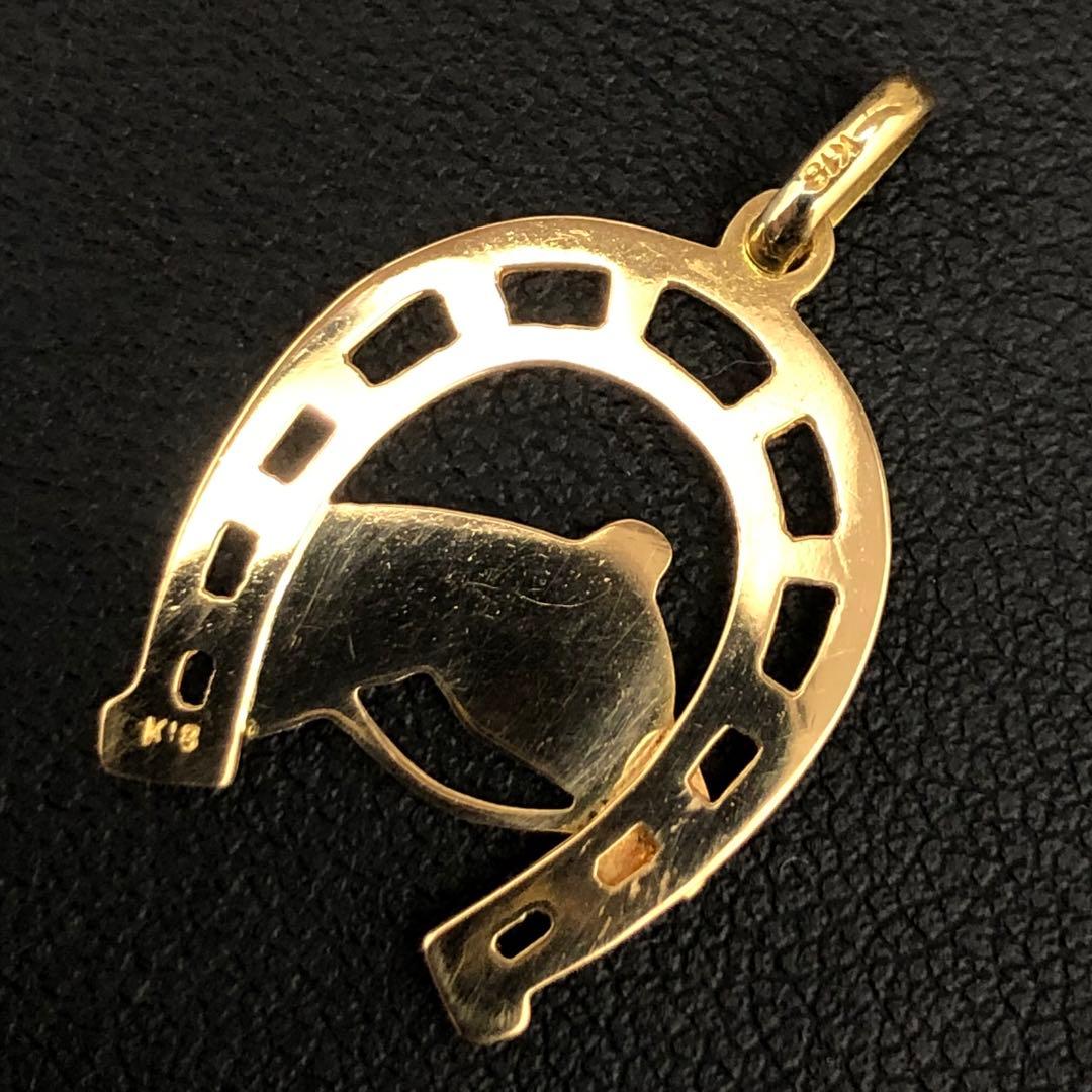 (B051214)K18 チャーム YG ホースシュー ネックレストップ 18金