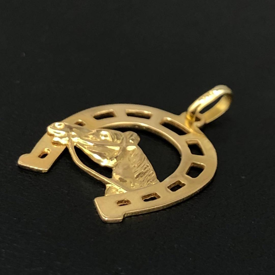 (B051214)K18 チャーム YG ホースシュー ネックレストップ 18金