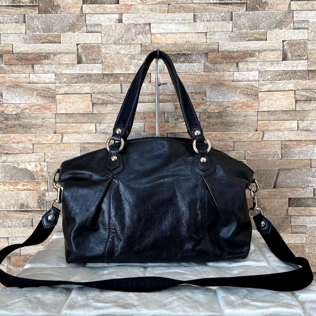 【美品】Coach Poppy 2way Bag Black 16285