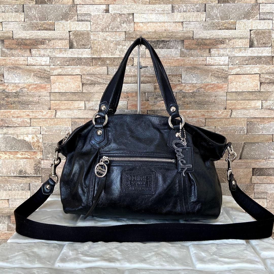 【美品】Coach Poppy 2way Bag Black 16285