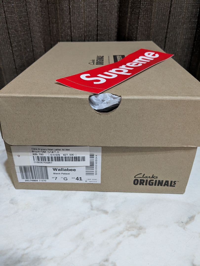 Supreme × Clarks patent leather wallabee
