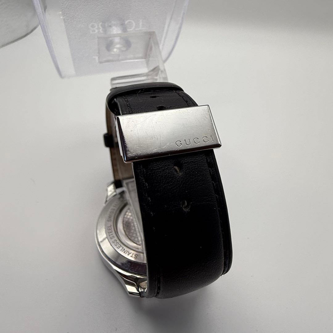 付属品有り GUCCI グッチ 時計 126.3 シルバー 革ベルト スモセコ