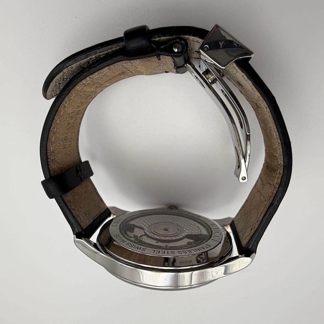 付属品有り GUCCI グッチ 時計 126.3 シルバー 革ベルト スモセコ