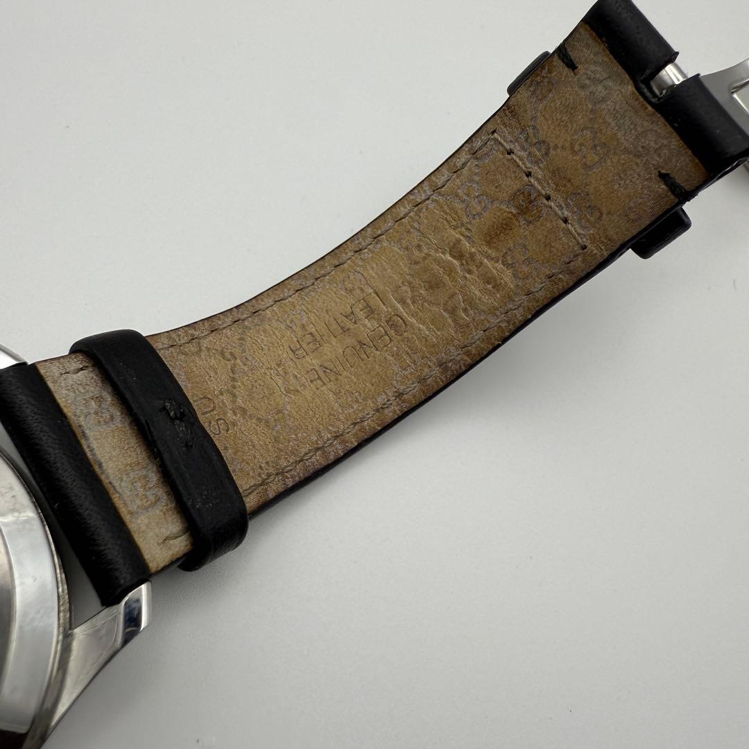 付属品有り GUCCI グッチ 時計 126.3 シルバー 革ベルト スモセコ