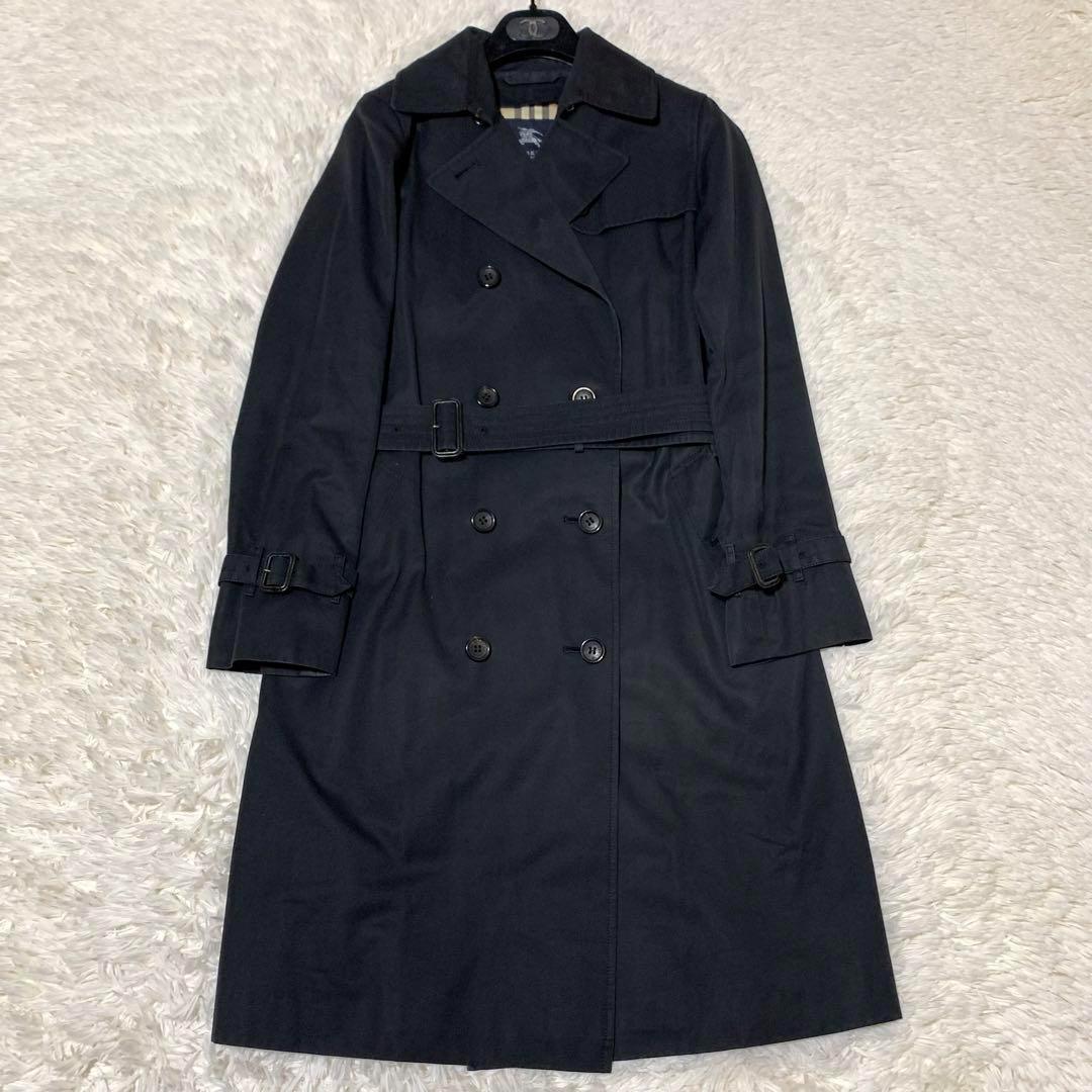 美品　バーバリーロンドン　トレンチコート　ノバチェック　ベルト付き　黒