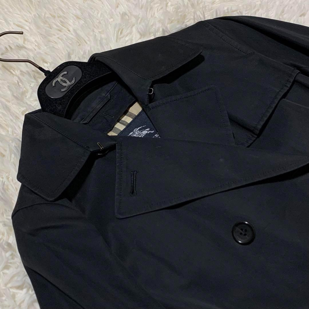 美品　バーバリーロンドン　トレンチコート　ノバチェック　ベルト付き　黒