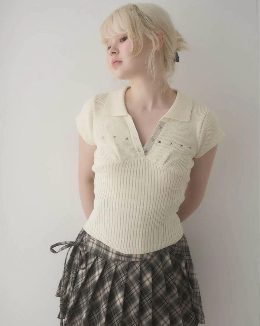 トップス ANDMARY Lindsay logo tops ivory