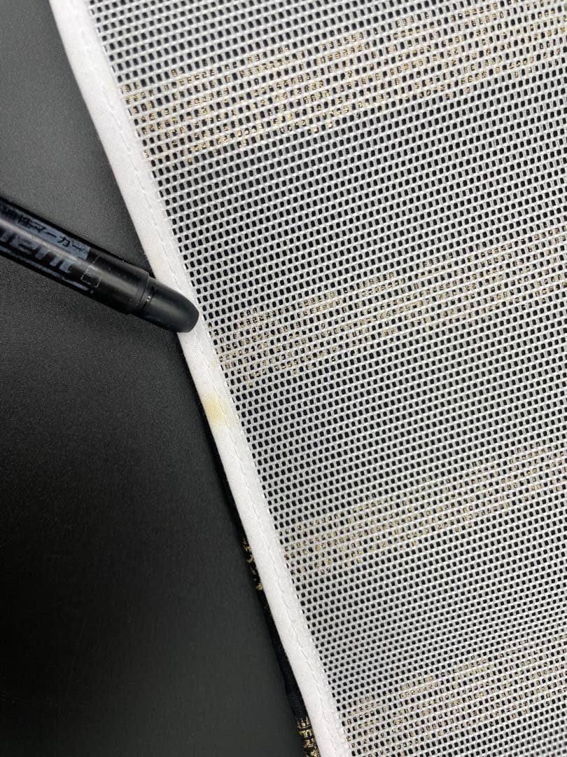 高級　正絹　◇ 作り帯　ワンタッチ　横段　黒地　金糸　幾何学模様　293