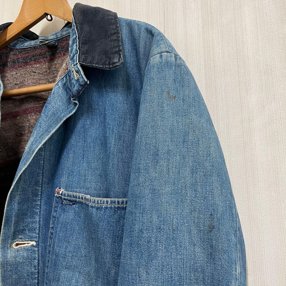 【vintage】 60s~70s ブランケット デニム カバーオール 36