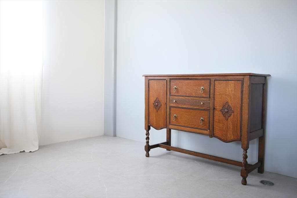 英国アンティーク木製サイドボード/キャビネット机テーブル/チェスト(91-149