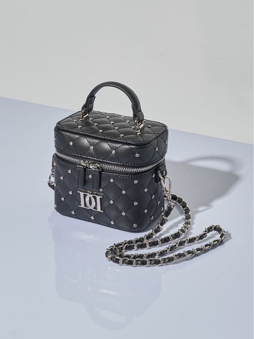 キルティングビジュースクエアミニバック(BLK)