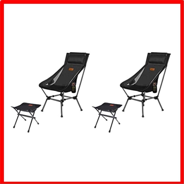 【匿名配送】黒2個 DesertFox アウトドア チェア フットレスト付き 2