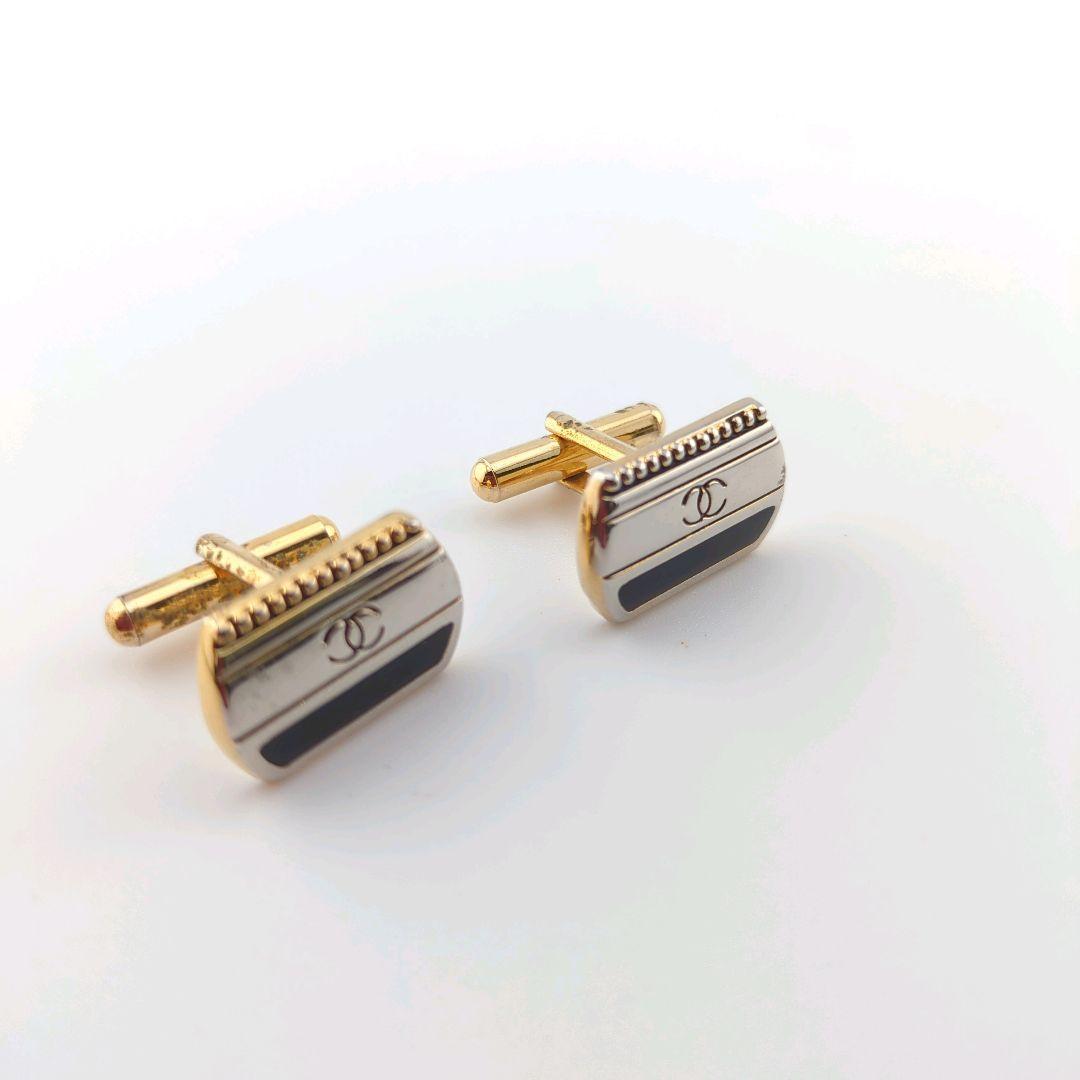 CHANEL シャネル ネクタイピン カフス 3点セット ゴールド×ブラック